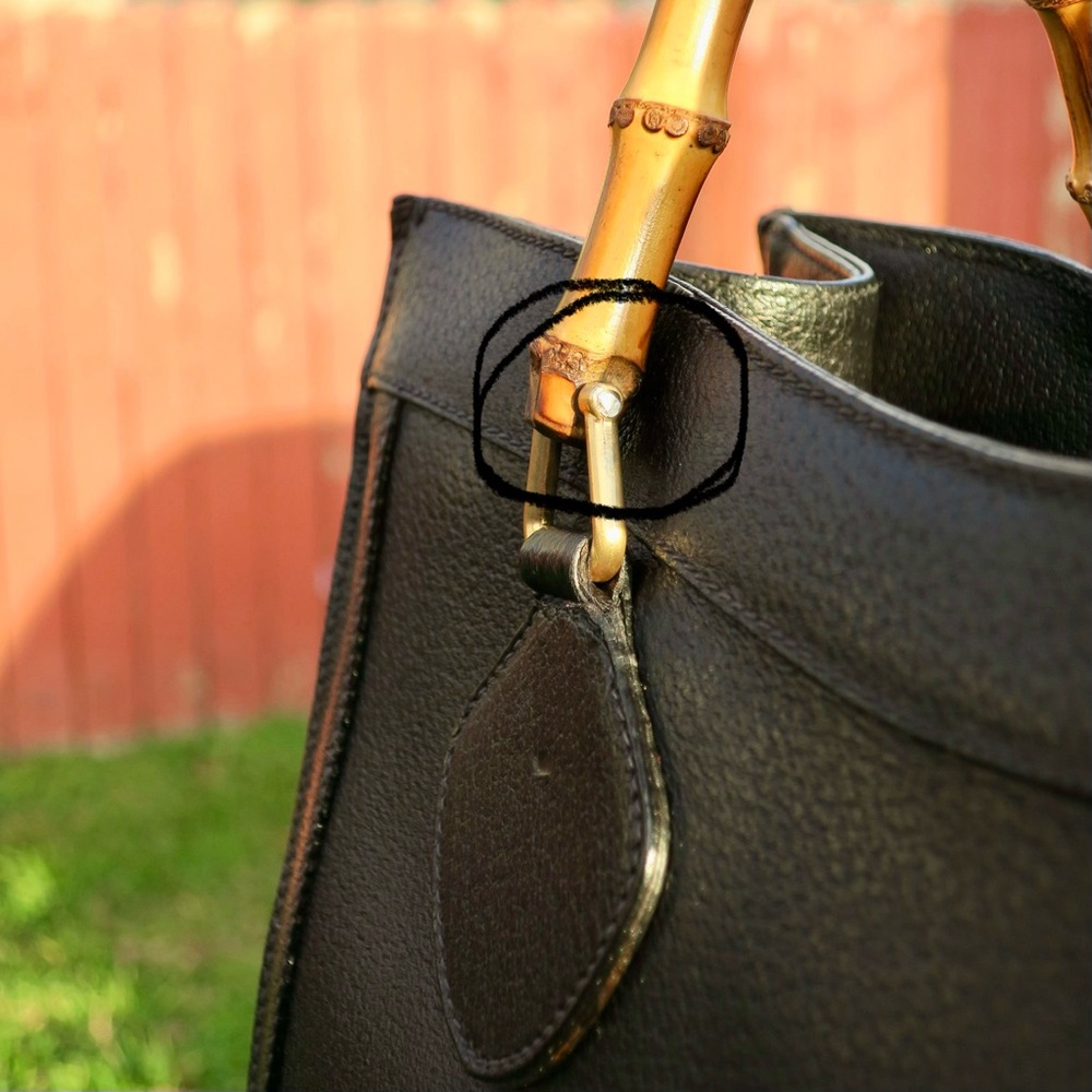 🔥 Vintage Gucci Diana Bamboo Top Handle Bag Black Leather | Classic 90s Gucci - Picture 13 of 13